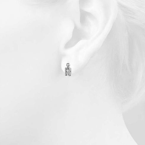 Solid 925 Sterling Silver Initial Crystal Personalised Alphabet Letter Earrings